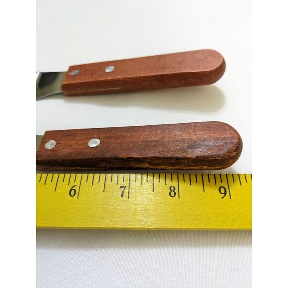 Set Lot 3 Small 9" Offset Stainless Steel Spatula Cooking Griddle Wood Handle - Picture 2 of 3